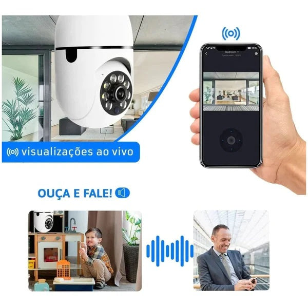 Câmera Inteligente 360° Wi-fi Com Visão Noturna HD